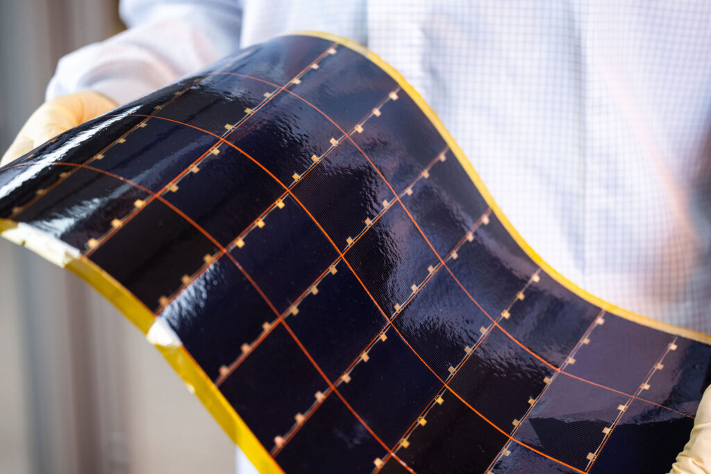close-up of flexible solar power module